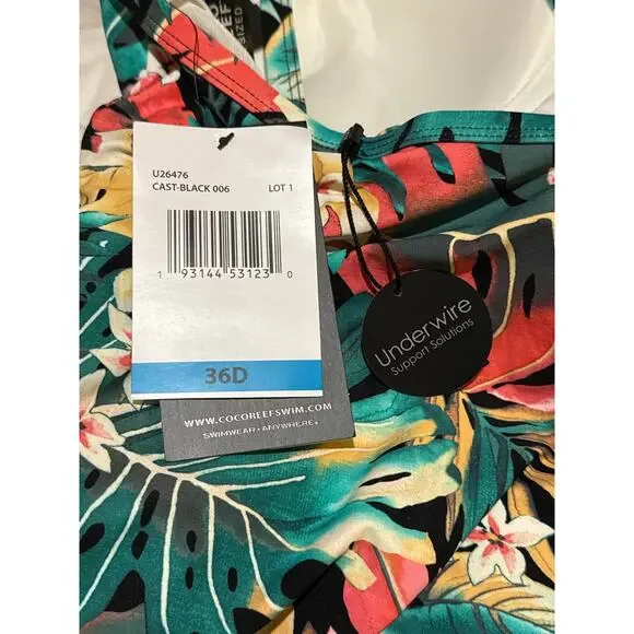 Coco Reef Passion Flower Enrapture Bra Sized UW One Piece 36D NWT - Picture 3 of 3
